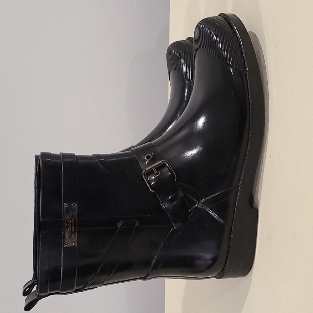 Coach Lester Short Black Rainboots, Size 10